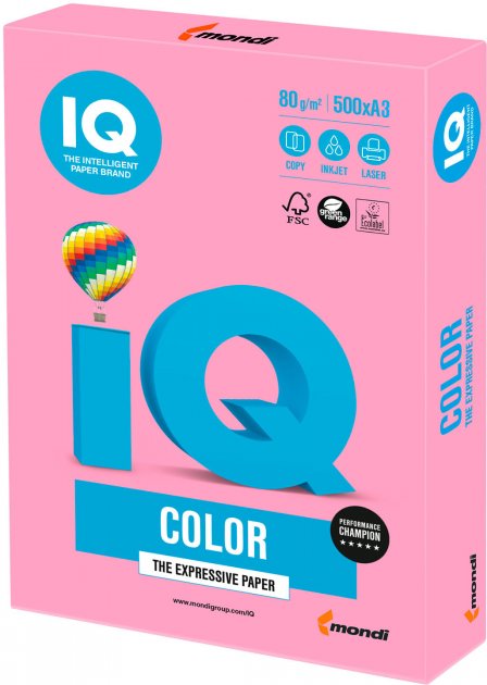 Папір IQ COLOR A3 80 Г/М2 500 аркушів рожевий(9003974400273)